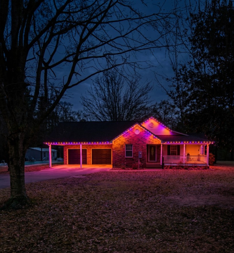 Permanent LED lighting Gulf Coast home