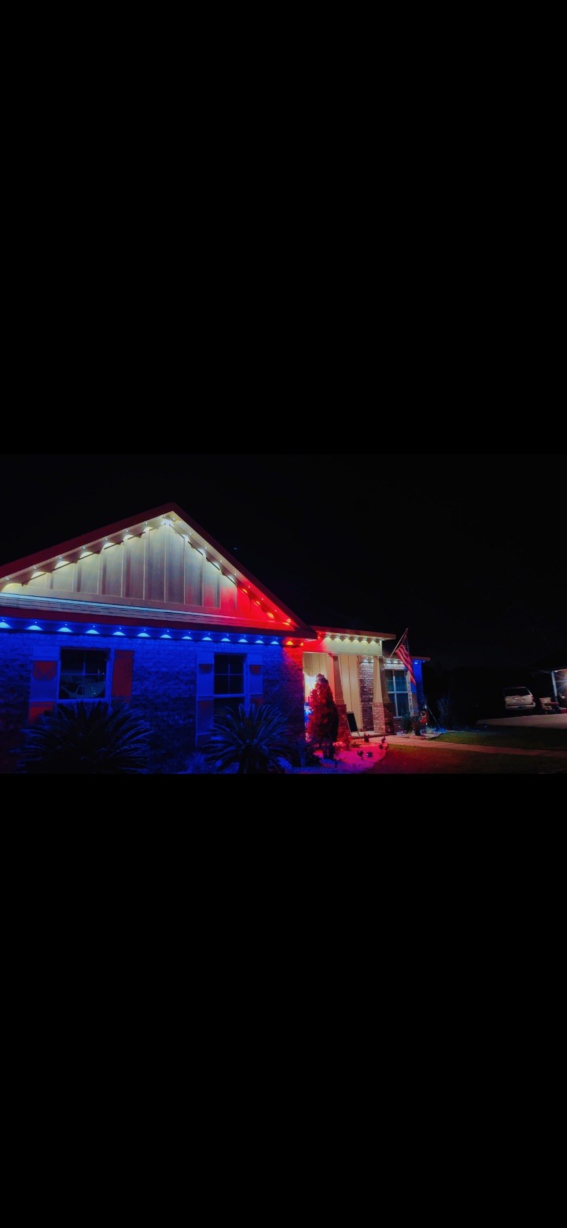 Permanent LED install, red white and blue